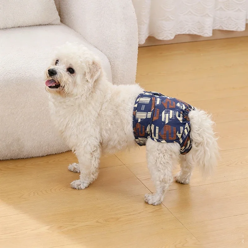 Washable Reusable Dog Diapers Physiological Pants Cute Cartoon Print Female Dog Diaper Adjustable Dog Sanitary Panties view 4