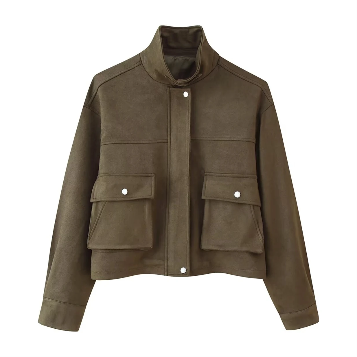 

Women's Retro Pilot Jacket Stand Collar Double-Pocket Casual Workwear Stylish And Versatile New Arrival