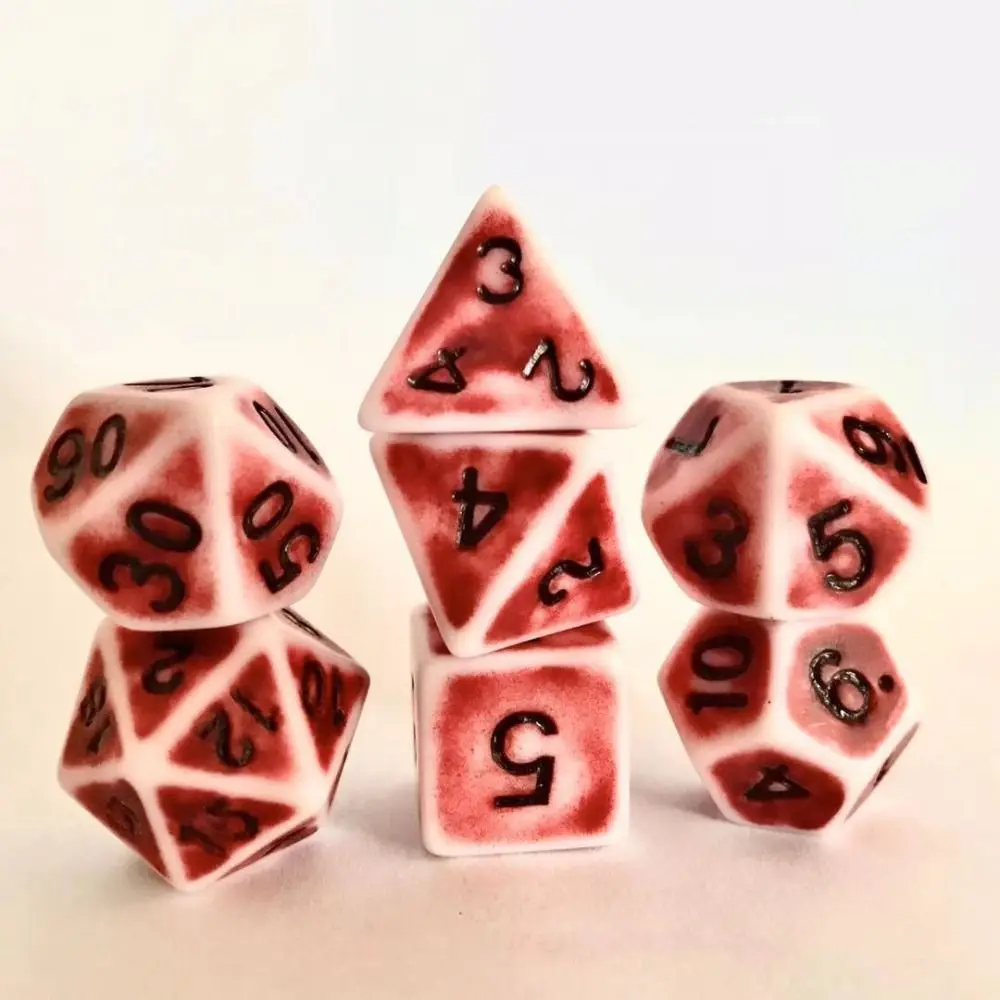 Interesting Acrylic Dice Sets Retro Effect 7 Colors Game Dice Polyhedral DND Board Game Pieces Party