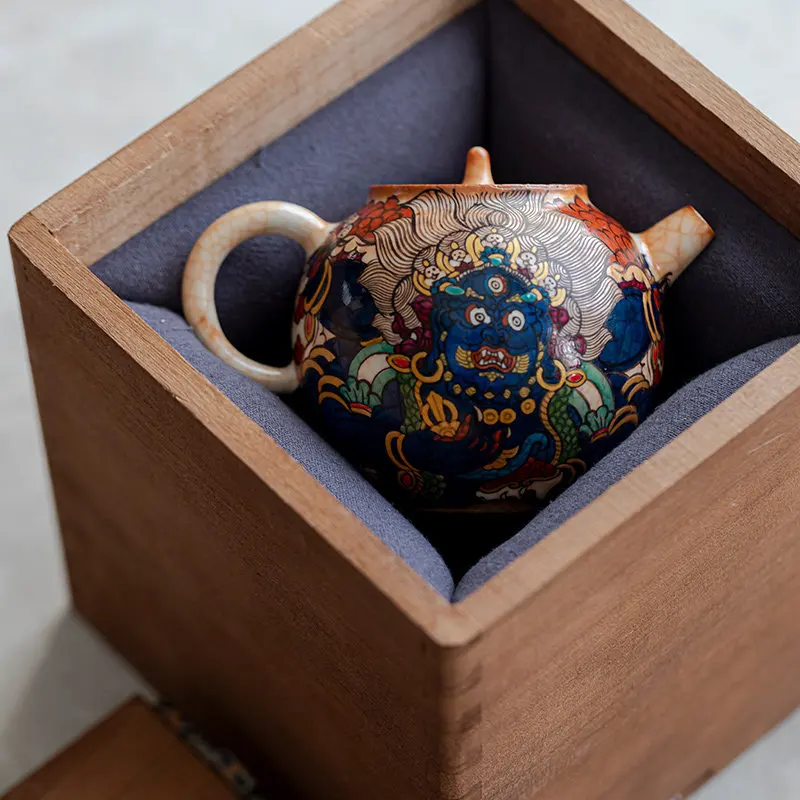 Teapot hand-painted, small brewing teapot fully handmade Kung Fu tea set retro wabi-sabi