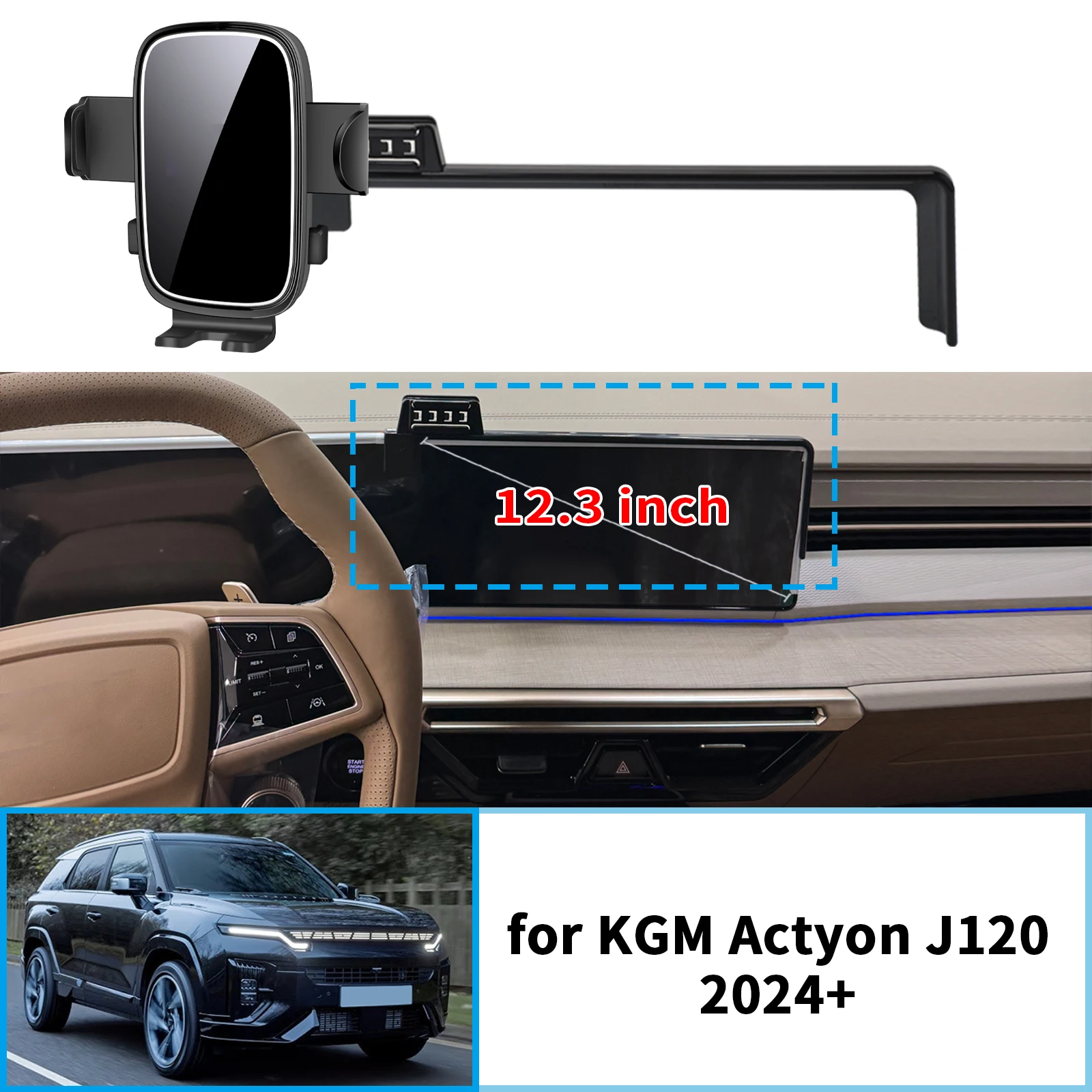 

for KGM Actyon J120 2024 2025 2026 LHD Stable Clip-On Phone Holder​​ Mount Screen Base No Vibration​ Car accessoires