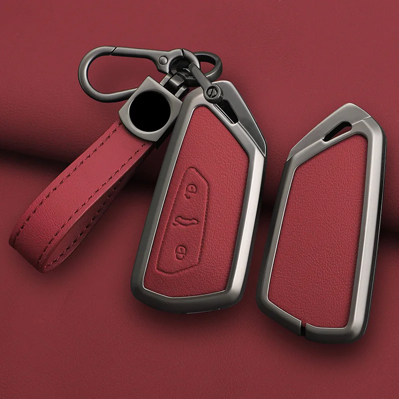 

Zinc Alloy Leather Car Key Case Cover Shell For VW Volkswagen Golf 8 2020 Skoda Octavia A8 MK8 2022 2021 SEAT Leon MK4 Accessory