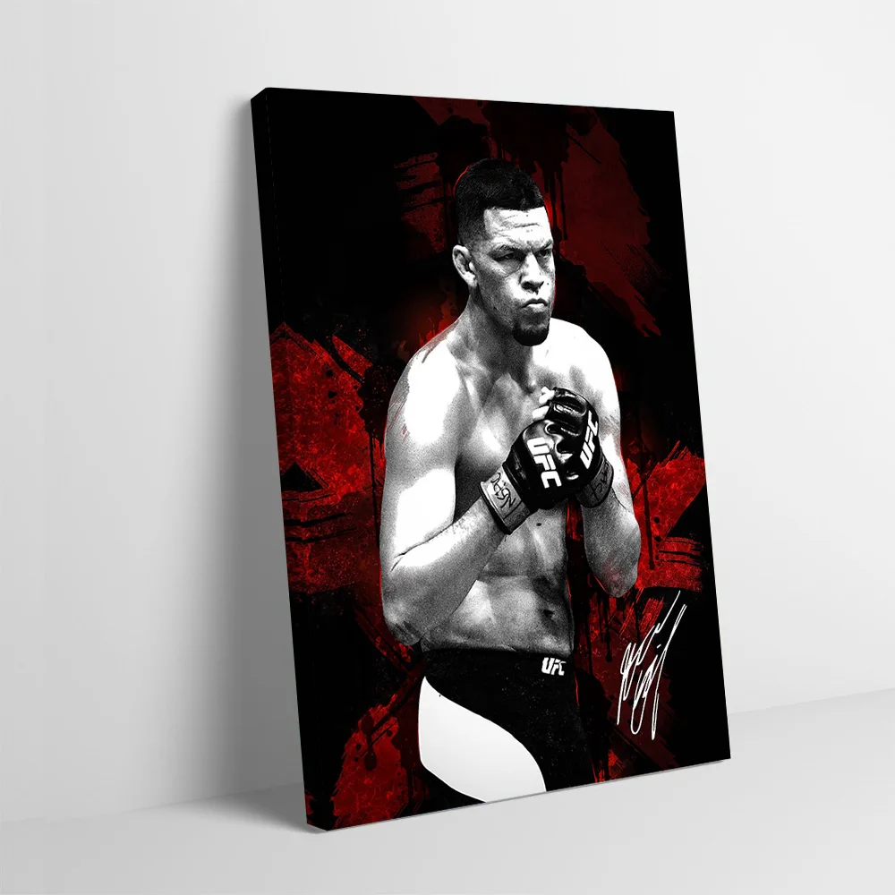 Nate Diaz Boxer Fighter Portrait Poster Customizable Printed Canvas Painting Wall Art Gift for Room Decorating Interior Mural