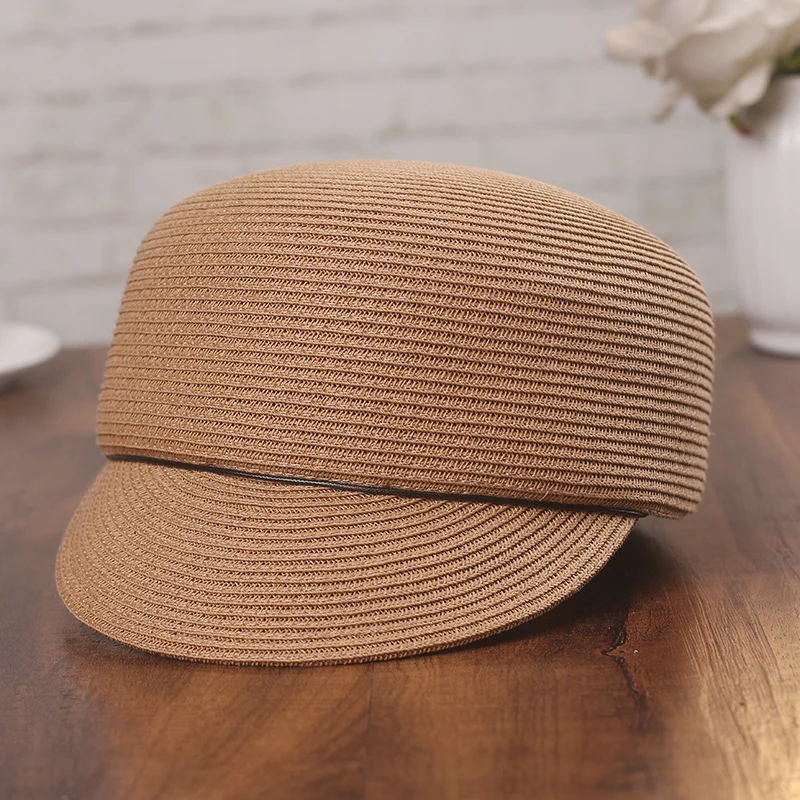 Luxury Design Women Summer Straw Fedoras White Black Casual Knight Cap Elegant Ladies Outdoor Travel SPors Sun Casquette Hat Cap