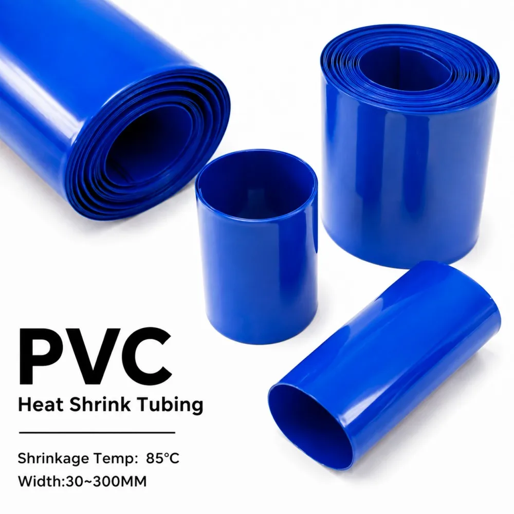 18650 Battery PVC Heat Shrink Tube Pack  Blue Width 30mm~ 300mm Insulated Protection Film Wrap Packaging Protection Battery Film