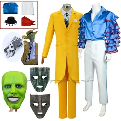 Adult Yellow Suit Set Uniform Cosplay Costumes Movie The Mask Jim Carrey Set Unisex  Halloween Carnival Party Costume Disfraces