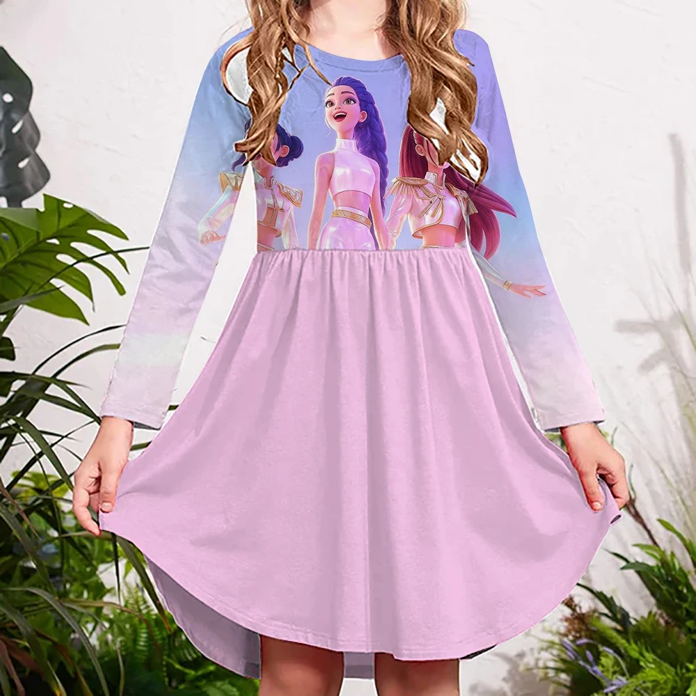 

Spring and Autumn New Children's Clothing Kpop witch hunting group Cute Girl Short sleeved Dress 3-14 Year Old Children's Perfor