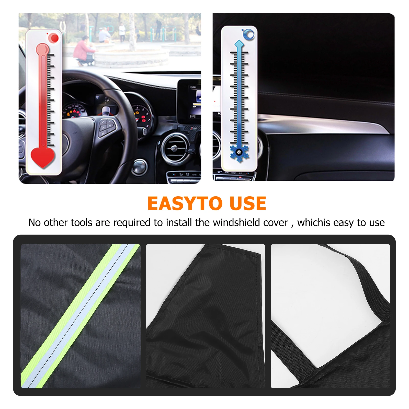 

1 Set Car Rear Windshield Snow Cover Foldable Ice Protector With Mirror Covers Weatherproof Durable Easy Storage Car Supplies