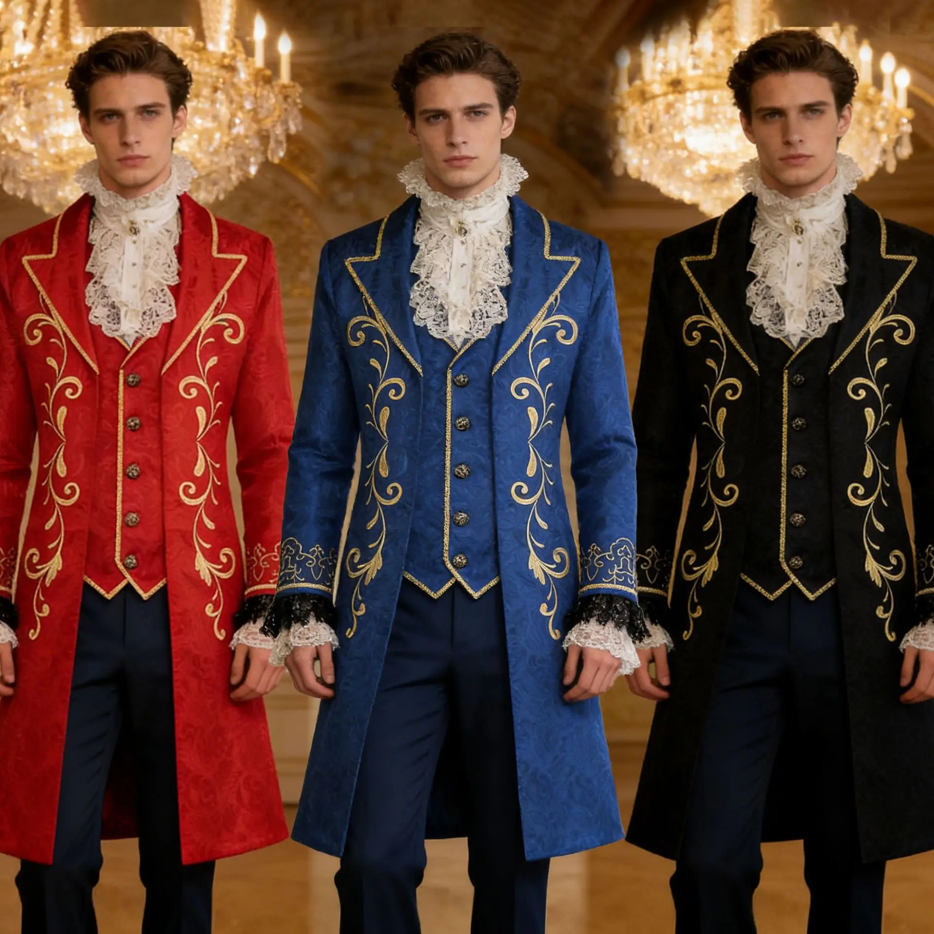 

Medieval Vintage Gothic Coat Prince Tuxedo Steampunk Male Halloween Carnival Party Cosplay Costume Long Sleeved Jacquard Jackets