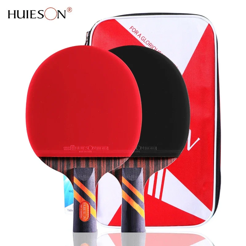 

Huieson M8 Table Tennis Racket Set Pips-in Semi-Sticky Rubber 7 Plys Pure Wood Carbon Blade 8-Star Ping Pong Paddle for Training