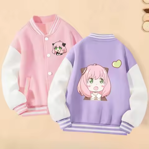 Spy×family Fall Winter Hoodies Boys Girls Baseball Uniform Thick Coat Sonic Stitch Kids Warm Jacket Tops