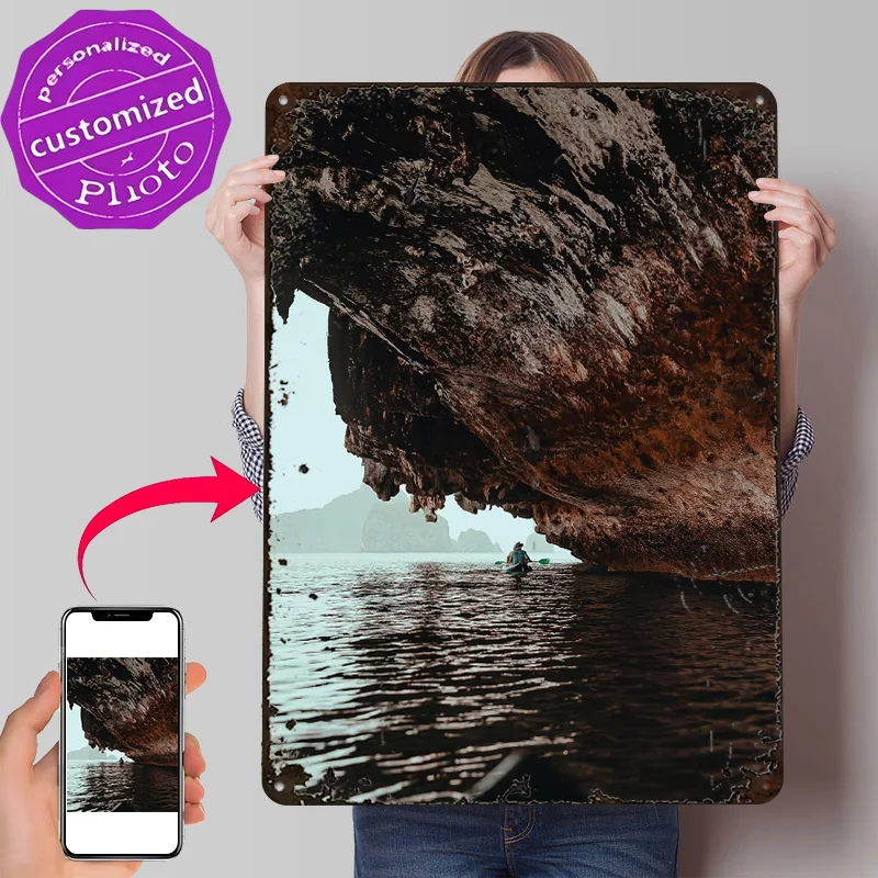 Canoeing Man 2 Personalized 3D Textured Metal Poster Wall Art Vintage Tin Signs for Home Decor Luxury Decoration Home House Room