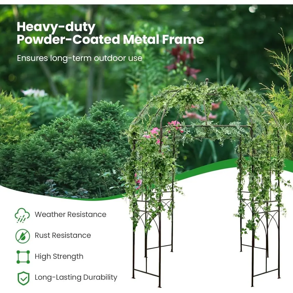 4-Sided Garden Gazebo with Rose Vines Trellis, Perfect for Outdoor Parties and Weddings