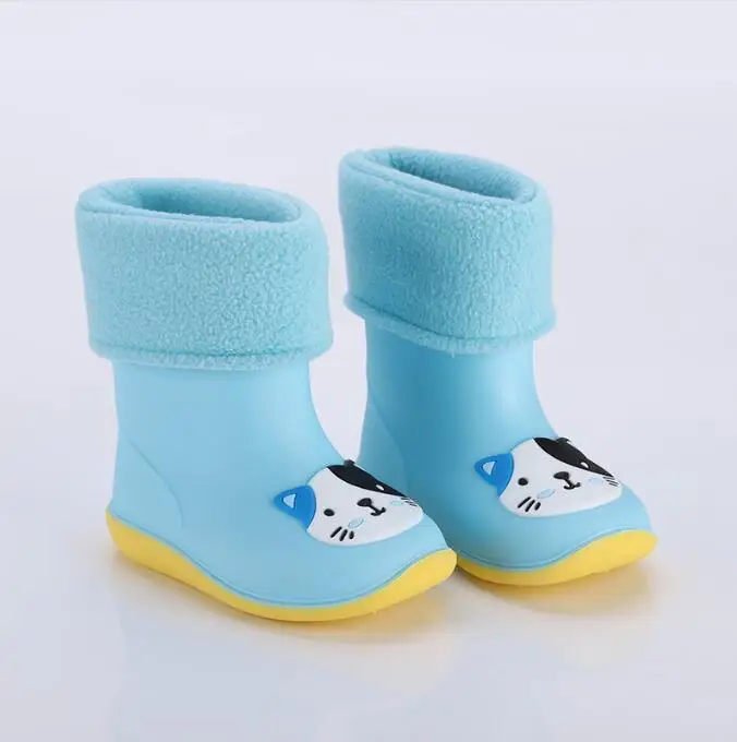 أحذية المطر للأطفال لجميع المواسم قابلة للفصل للحفاظ على الدفء، أحذية مائية على شكل حيوانات كرتونية للأولاد والبنات
