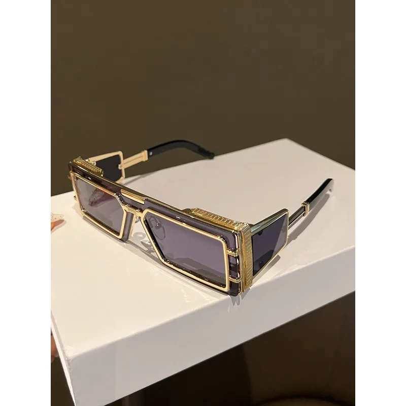 European and American Retro Steampunk Style Large Frame Square Sunglasses Personalized Fashion Concave Sunglasses