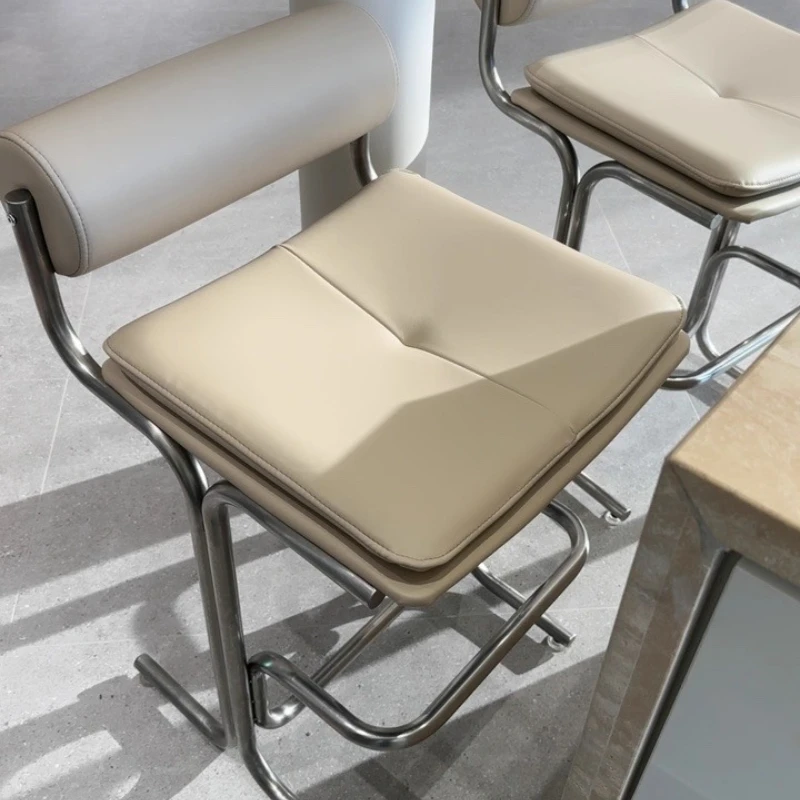

Minimalist Stainless Steel Bar Stool Designer Kitchen Island High Chair Bauhaus Inspired Counter Seat Industrial Reception Chair