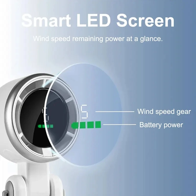 NEW 4000mAh Portable Fan Strong Wind Hand Fan 180 Angle Rechargeable Portable Outdoor Powerful Turbo Fan Hand Holding