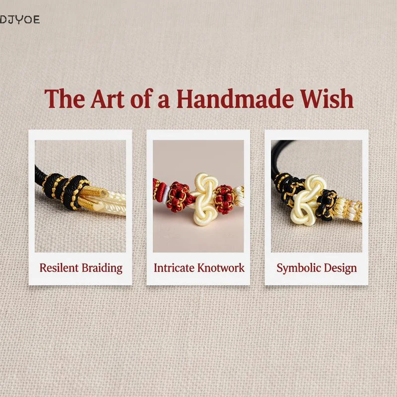DJYOIE Handwoven Couple Adjustable Lucky Knot Bracelet Red String Beadable Rope Bangle for Good Luck Holiday Gift Daily Use