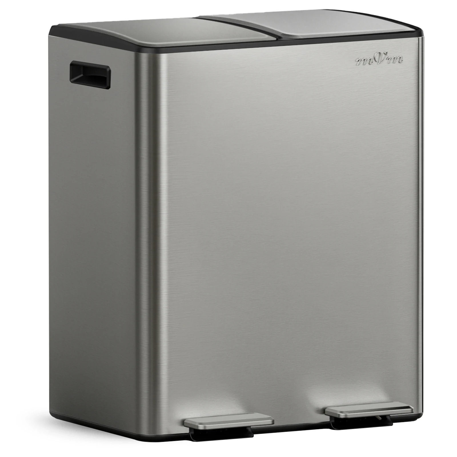 mVm Trash Can Stainless 60L/40L/45L Kitchen Step Trash Bin for Recycling Waste Sorting Soft Close Lid Double Lid