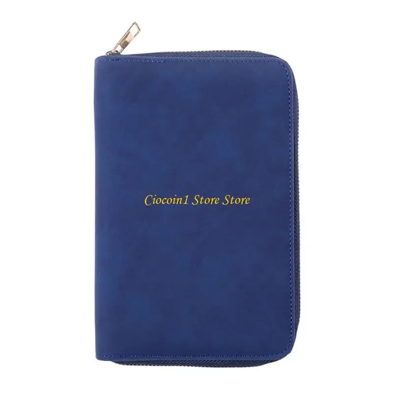 

A3PC Refillable Notebook Binder Cover Zippered PU Leather 6 Rings Binder with Card Pocket and Elastic Pen Slot 21x14cm