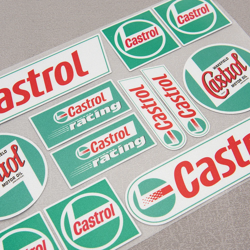 Castrol Oils Racing Sponsor Motorcycle Car Decals Helmet Stickers Laminated Set for Suzuki Honda Kawasaki Ducati Yamaha Car Auto