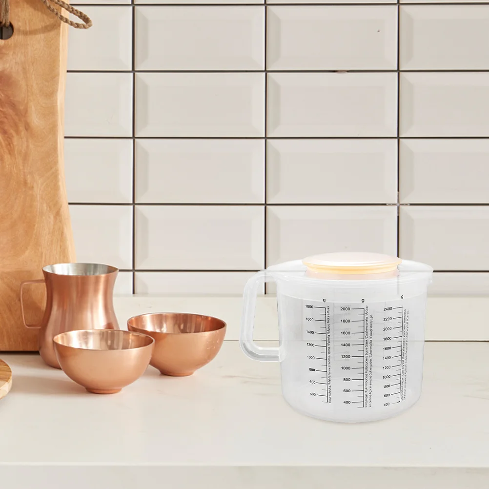 

2Pcs 2.5L Large Plastic Measuring Cup Clear Scale Splashproof Lid Baking Mixing Egg Beating Kitchen Tool Measuring Jug