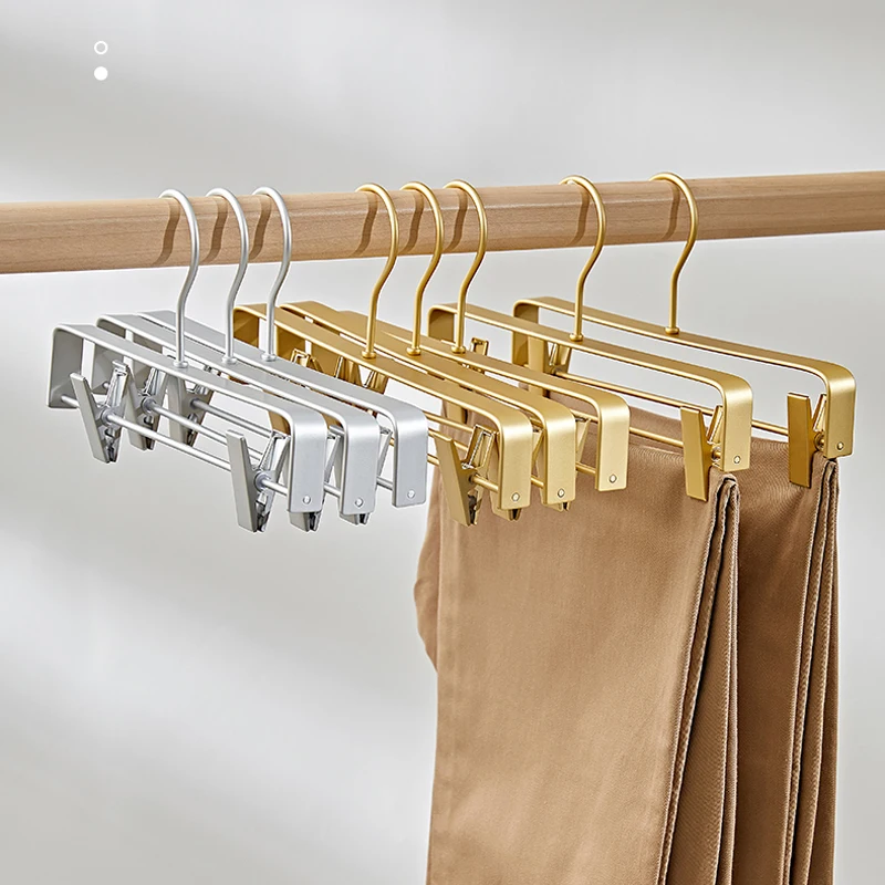 5pcs Trouser Hanger Pants Socks Women Skirt Display Storage Rack Household Drying Hanger with Movable Anti-slip Clothespin
