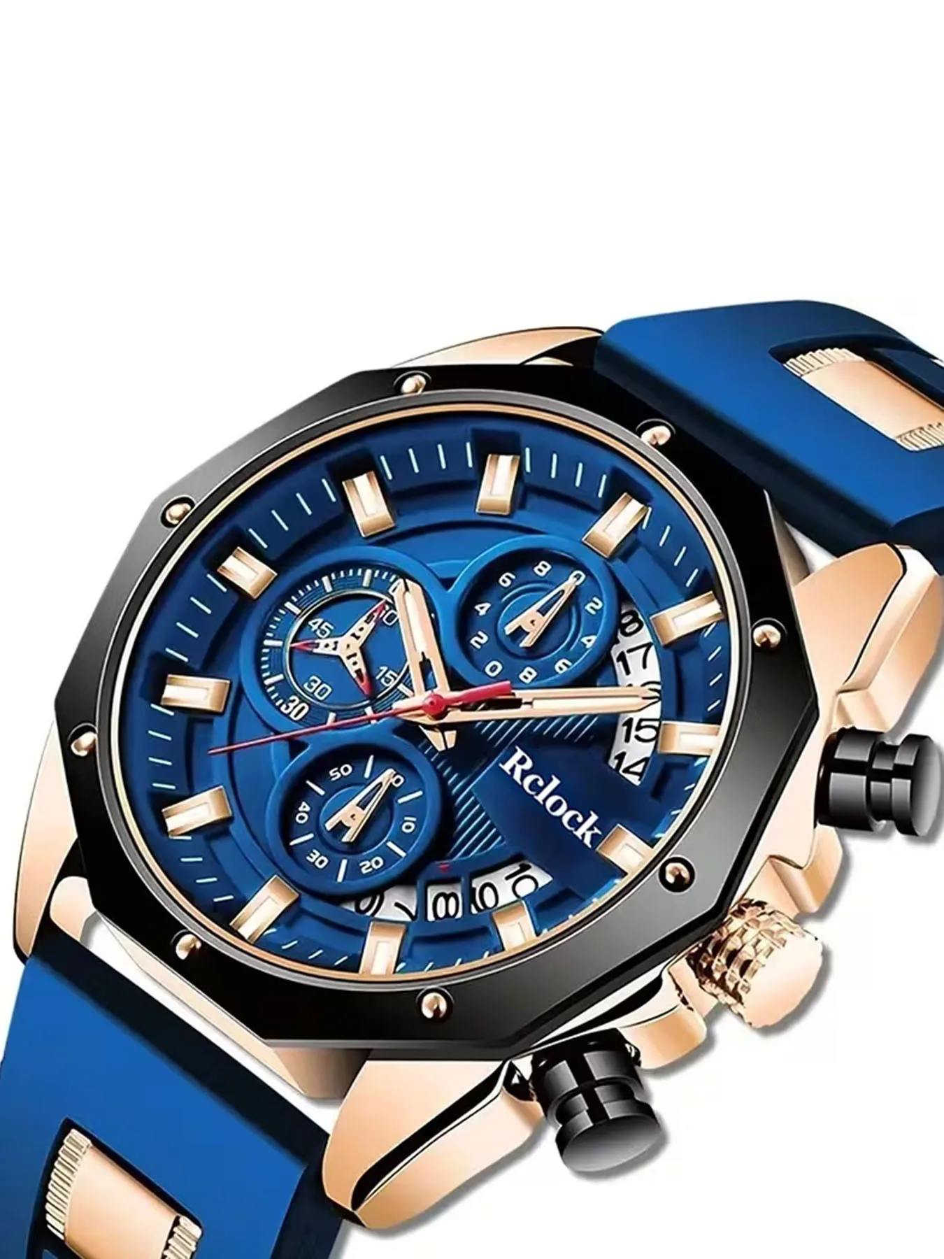 n's Watch with Silicone Strap, Blue Light Glass, Export Hot-selling Quartz Watch, Large Dial Sports Watch