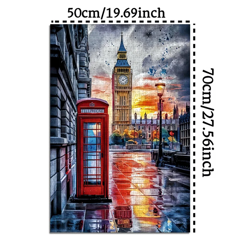 Cityscape Theme، London Landmark 1000 قطعة لعبة أحجية الصور المقطوعة للبالغين - لعبة عائلية تفاعلية وديكور منزلي ذاتي الصنع
