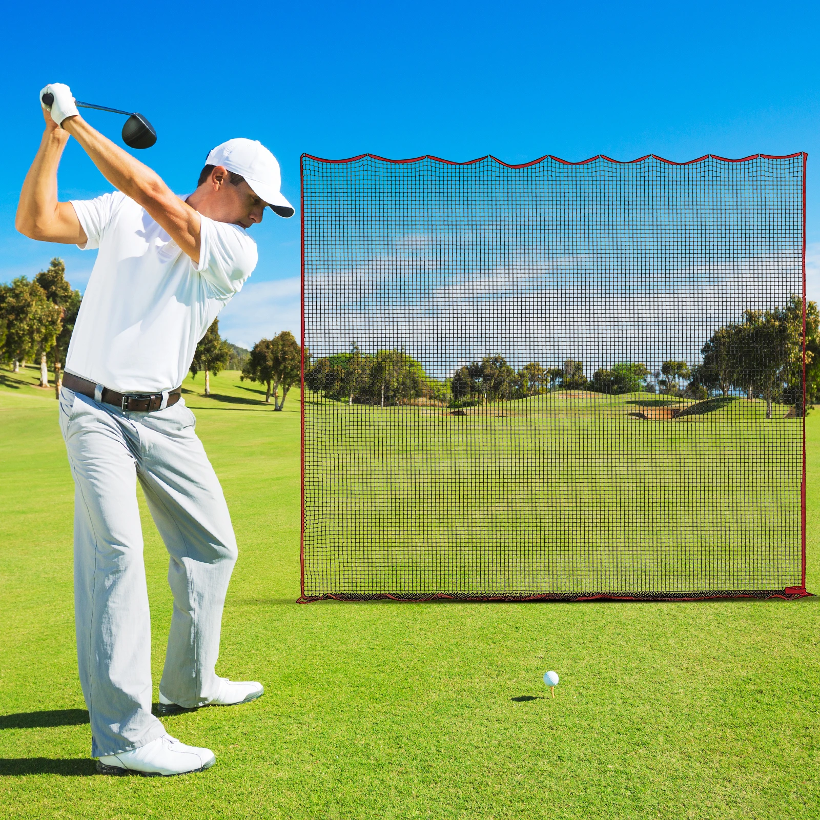 10x10 Ft Golf Practice Net High Impact Golf Hitting Barrier Cage Net Home Protective Swinging Net Heavy Duty Golf Net Practice