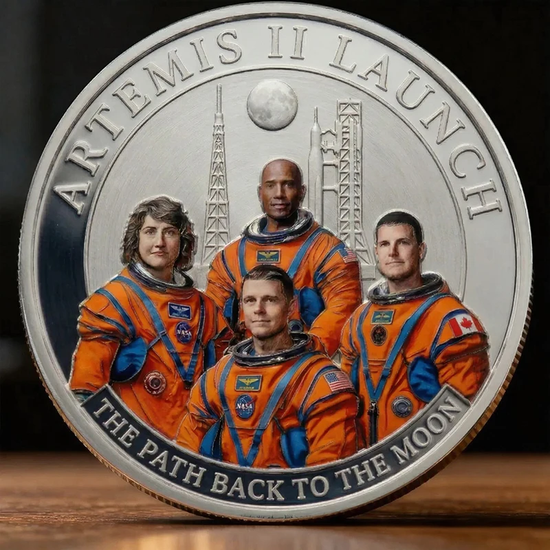 Moneda Conmemorativa del Lanzamiento de Artemis II 2026, Misión Lunar Americana, Coleccionable, Recuerdo de Exploración Espacial, El Camino de Regreso a la Luna