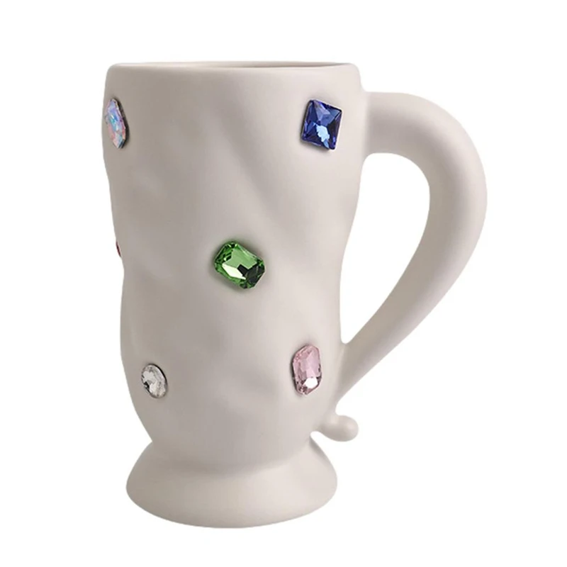 Crystal Coffee Mugs Novelty Colorful Gemstone White Ceramic Mug Unique Irregular Design Coffee Mugs For Wedding Festive