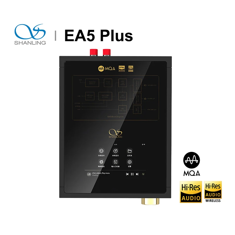 Reproductor de música de escritorio SHANLING EA5 plus con audio de alta resolución, DAC AKM AK4493EQ, amplificador de auriculares, centro de sonido todo en uno.