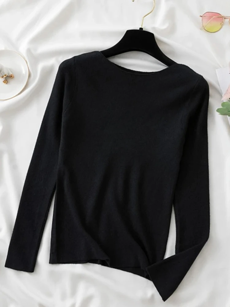 2025 High Quality Autumn Winter Warm Sweater Women Sweaters Slim Knitted Pullovers Female O-neck Basic Solid Casual Top
