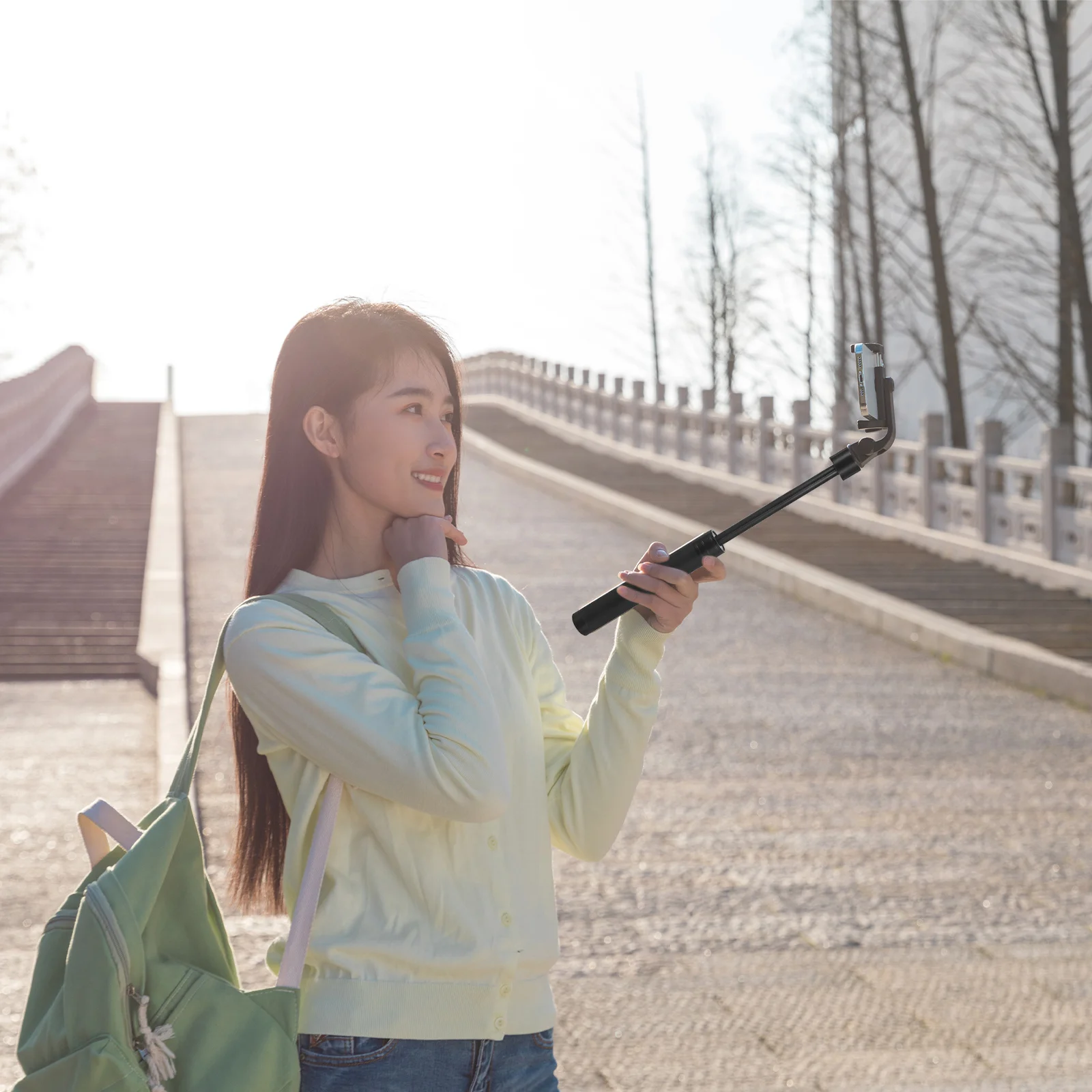 

Stable Extension Pole Adjustable Length 195cm to 73cm Lightweight Telescopic Selfie Stick Portable for Daily Use