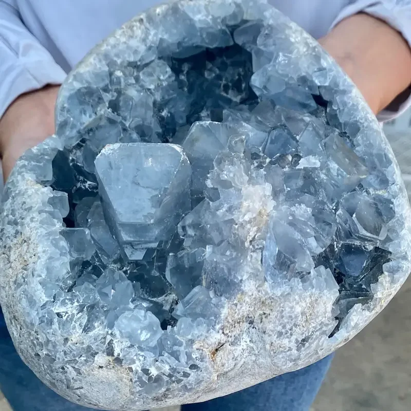 

Gembaby Natural Blue Celestite Geode Quartz Crystal Mineral Specimen Healing