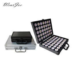 Jewelry Gemstone Display Collection Storage Travel Box Aluminum Bound Case Round Gem Stone Jar Insert Diamond Beads Organizer