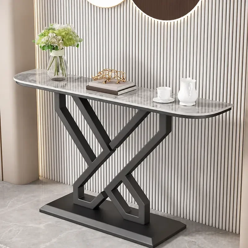 Modern Italian Sintered Stone Entryway Table Minimalist Wall Mounted Console for Living Room Corridor Creative End View Shelf