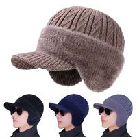 Outdoors Warm Men Knitted Hat Thick Ear Protection Peaked Cap Casual Windproof Bomber Hat
