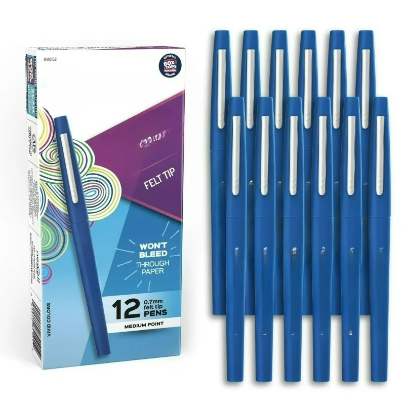 

Felt Tip Pens, #1 Teacher Choice, Medium Point (0.7 mm), Blue, 12 Count