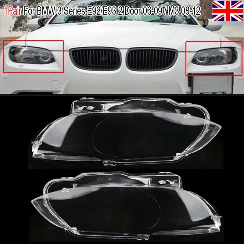 Car Front Headlight Lens Cover for BMW E92 E93 Coupe 2006-2009 Auto Shell Headlamp Cover Lampshade Transparent Shell Lens Case