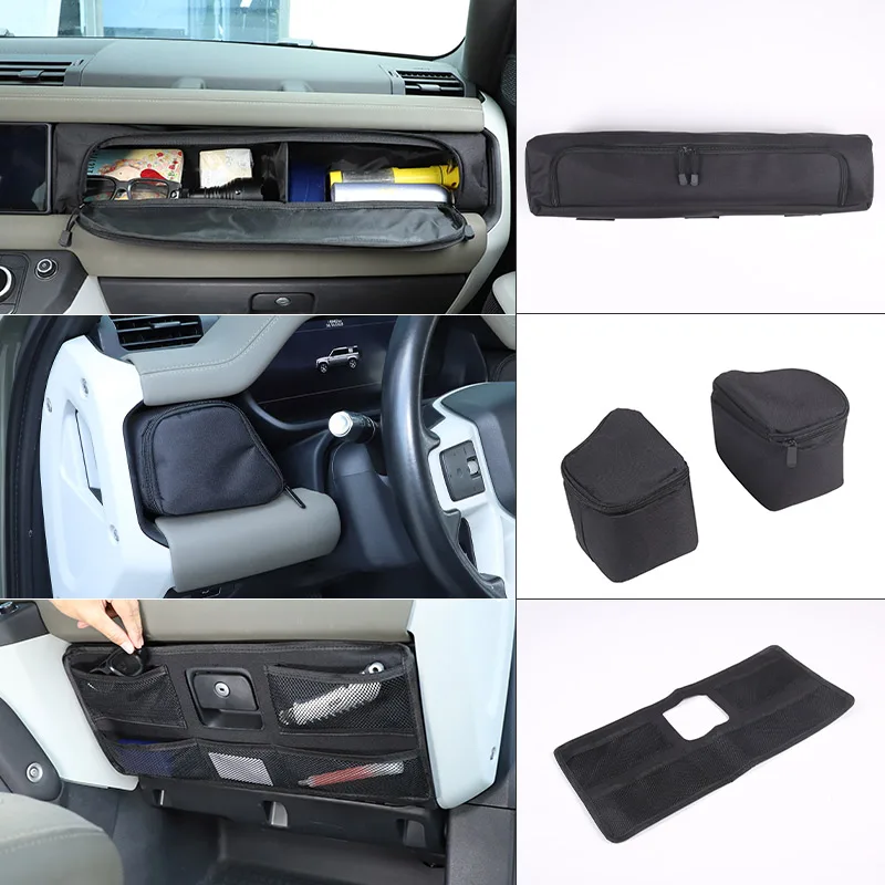 For Land Rover Defender 90 110 130 2020-2024 Instrument Panel Storage Bag Glove Box Lid Storage Net Bag Car Accessories