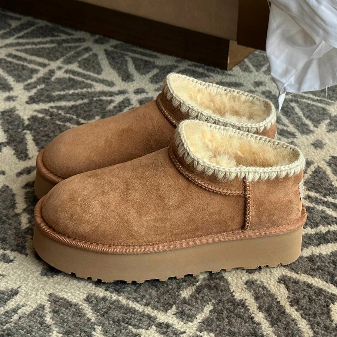 

Winter Warm Suede Boots for Women Classci Genuine Leather Brand Women's Snow Boots Outdoor Short Plush Antiskid Ankle Boots