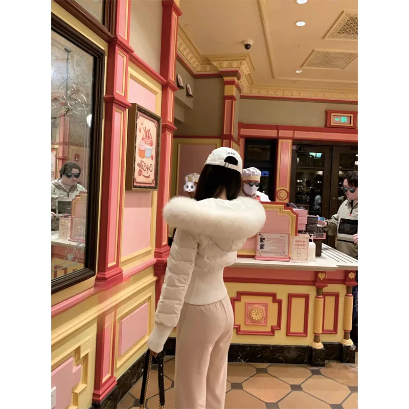 

2025Winter Solid Color Women Goose Down Short Jacket Warm Slim Female Outdoor Thick Cropped Fashion Women Coats