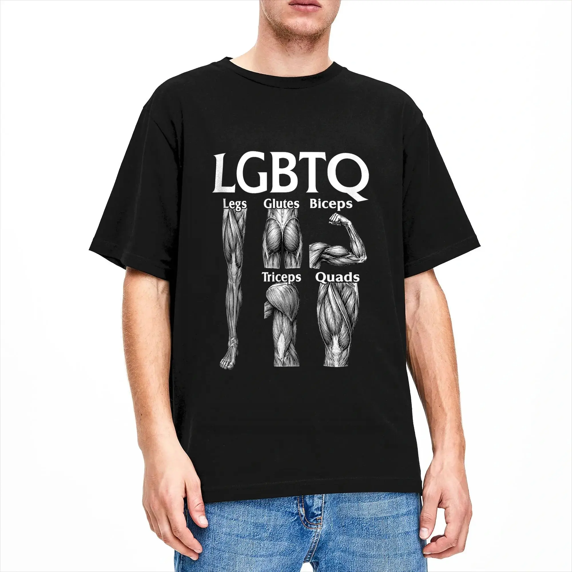 Men Women T-Shirt LGBTQ Legs Glutes Biceps Triceps Quads Gym Lover Workout T-Shirts Hipster  Summer Tees Y2K Fun Cotton Clothing