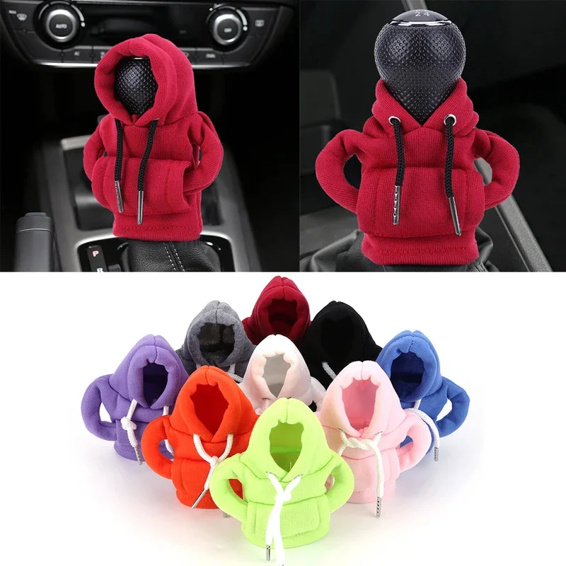Cute Gear Shift Knob Hoodie Cover Mini Sweater Manual Shift Boot Dust Protector Funny Car Interior Decoration Accessories Gift