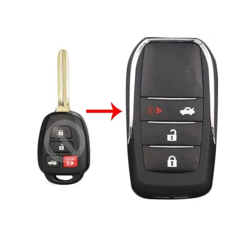 2/3/4 Buttons Modified Flip Blank Remote Key Shell Case Fob for Toyota Camry Corolla RAV4 Highlander Tacoma with TOY43 Blade