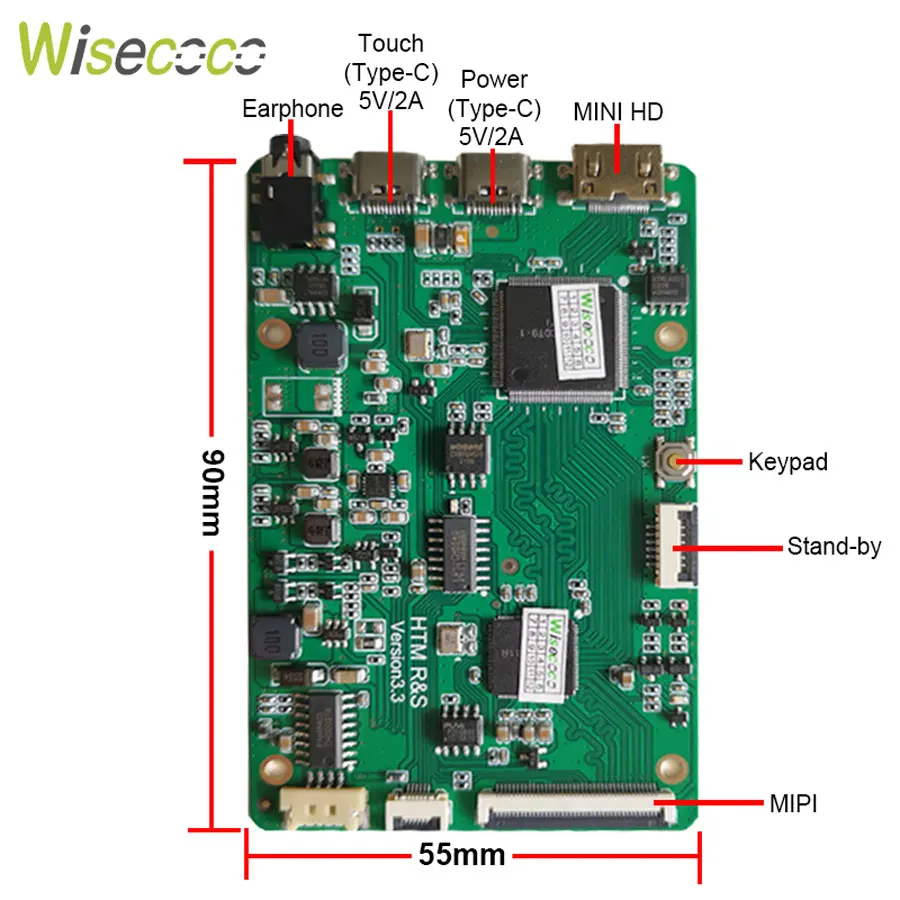 Imagem -04 - Wisecoco-tft Ips Lcd Display para Raspberry Pi4 Tela de Jogos tv Box Landscape Controller Board 1920x1200