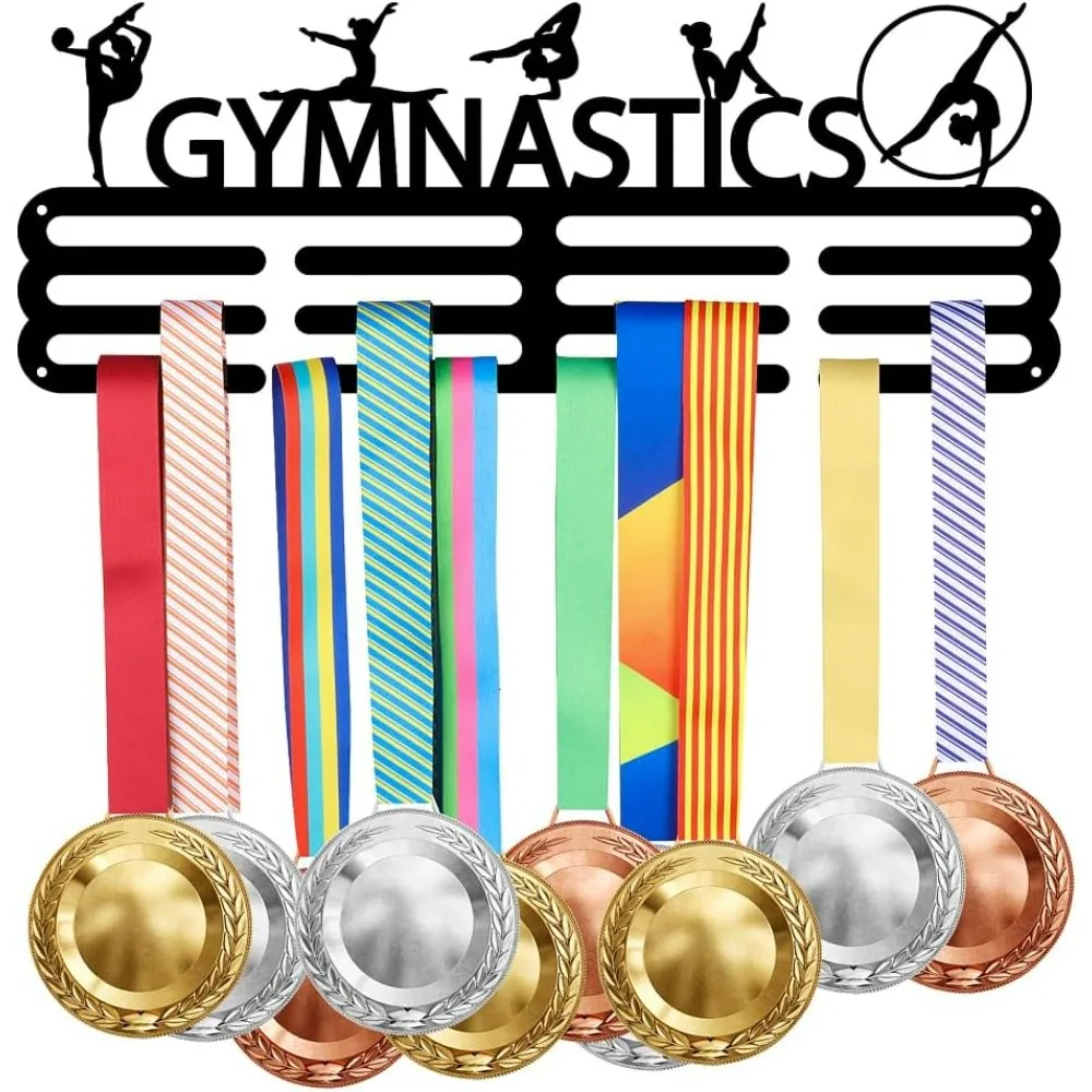 Gymnastics Medal Display Hanger 5 Artistic Figure Gymnastics Sports Medal Holder Iron Medals Display Rack Wall Mounted Multiple