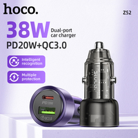 HOCO Z52 Transparent PD USB C Car Charger 20W Fast Charging For iPhone 13 12 Pro Max Mini USB A 18W QC3.0 Charger Adapter in Car